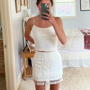 Lulus Sekera Ivory Tassel Mini Skirt